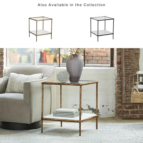 Signature Design by Ashley Ryandale Square End Table, Brass Glass & Marble - image 6