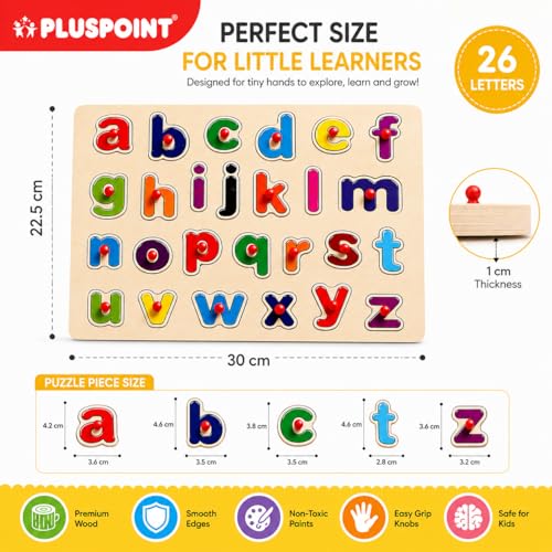 Image of PLUSPOINT Wooden Learning Educational ABCD Board for Kids | Alphabet & Number Puzzle Board | Activity Toy for Toddlers & Preschoolers | Wooden Learning Puzzle for 2+ Year Old Boys & Girls