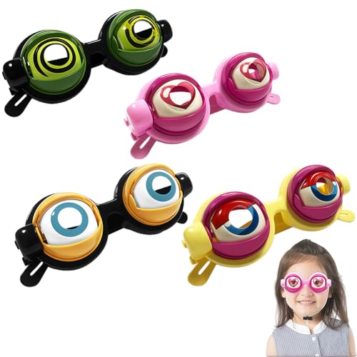 EduPlayte Lustige Brille, 4 Stück Kinderbrillen Spielzeug, Partybrillen, Lustige Streiche Brille, Karneval, Halloween und Weihnachten Partyzubehör