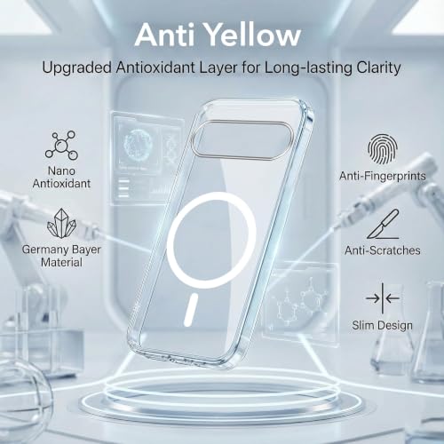 Image of Jkobi Lifetime Anti-Yellow MagSafe Compatible Clear Back Case Cover for Google Pixel 10 (Sleek Hard Crystal | Shockproof and Camera Protection)
