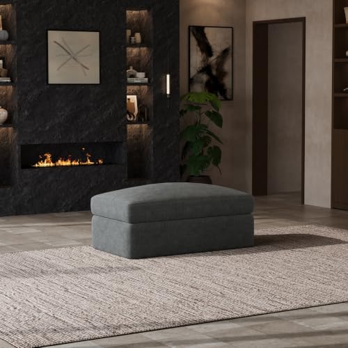 Image of Novilla Deep Seat Modular Sectional Sofa, Removable Washable Covers, Cloud Couch Chenille Boneless Sectional Couch Dark Gray, No Assembly Required, Ottoman