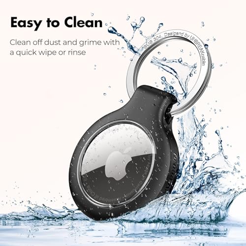 Image of UNBREAKcable 360 Protective Holder for AirTag, [4-Pack] AirTags Keyring [Full Cover] [Scratch-Resistant] [Pefect Fit] [304 Stainless Steel] Keychain for AirTag TPU Case for Key, Luggage, Pet Collar