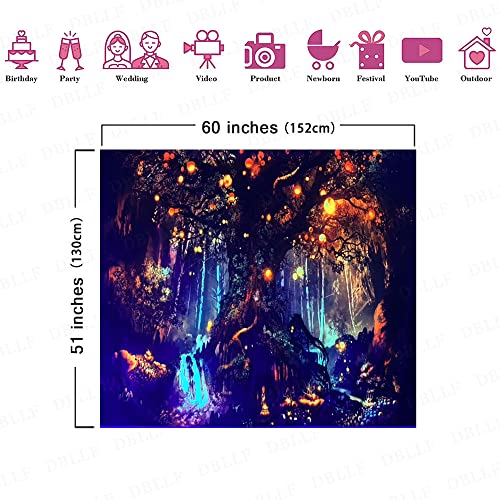 Dbllf Blacklight Fantasy Uv Reactive Forest Tapestry Magical Tree Of Life Tapestry Mystical Shining Lanterns Tapestry Waterfalls Under Ancient Enchanted Tree Tapestry Size 60"X51" For Room Ygtzydb27 #TOP1