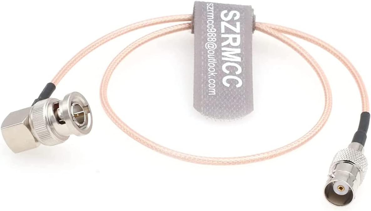 SZRMCC Right Angle BNC Male to BNC Female RF Radio Coaxial Cable RG179 75 ohm HD SDI Extension Cable BNC Jumper Cable (1m)
