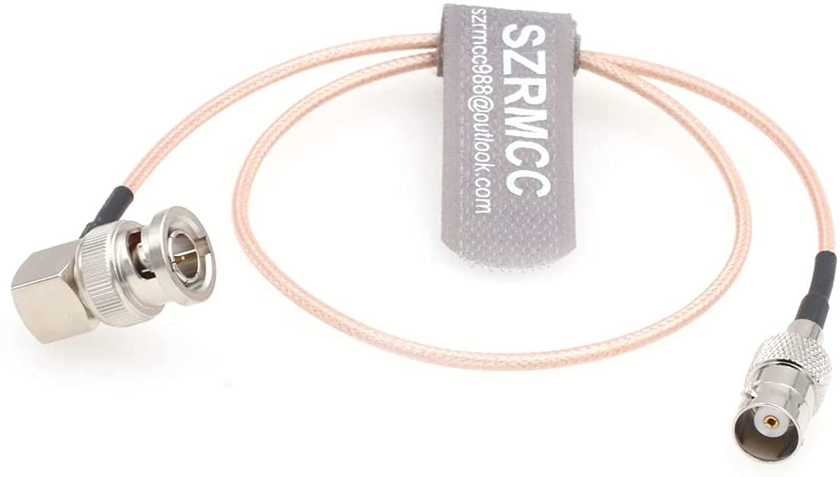 SZRMCC SDI Cable BNC Male Right Angle to BNC Female 3G HD SDI Cable RG179 75ohm RF Coaxial Extension Cable for Blackmagic ARRI RED Camera Monitor Radio Recorder (45cm)