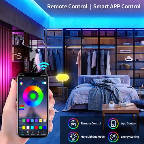 16.4Ft Led Lights For Bedroom Music Sync Color Changing Led Strip Rope Lights With 40-Key Remote, App Control Ip65 Waterproof Flexible Neon Led Strip Lights For Bedroom Room Outdoors Decor #TOP1