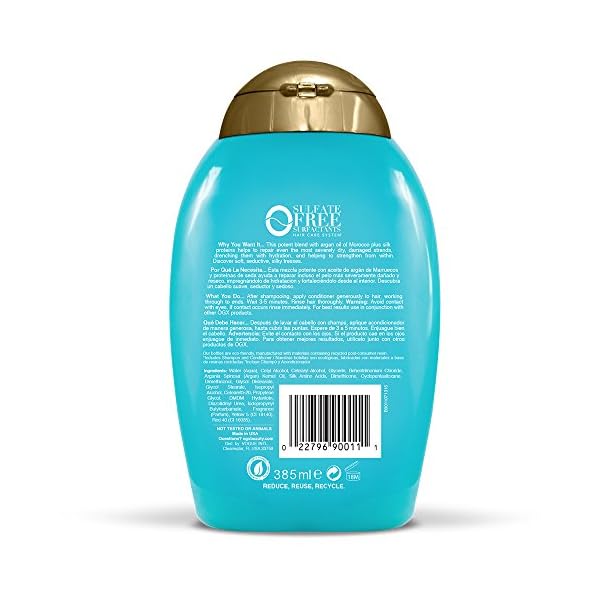 OGX Extra Strength Hydrate & Repair + Argan Oil of Morocco Conditioner for Dry, Damaged Hair, Cold-Pressed Argan Oil to Moisturize Hair, Paraben-Free, Sulfate-Free Surfactants, 13 Fl Oz