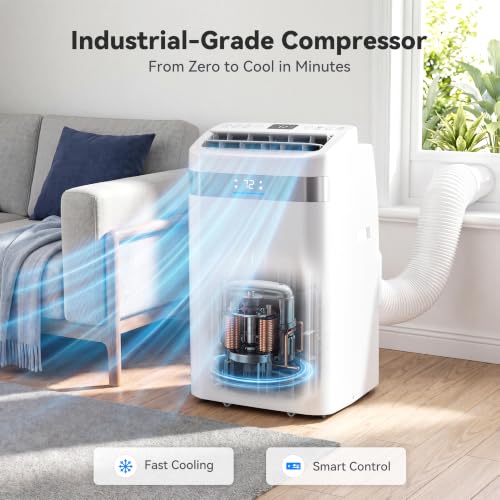 Image of 14000BTU Portable Air Conditioner, 4-in-1 700 Sq. Ft, Quiet for room | 14000BTU AC cools 700sq.ft, 4-in-1 cool /fan /dry /sleep, quiet, LED, remote, 24H timer, kit, for bed /office /dorm.