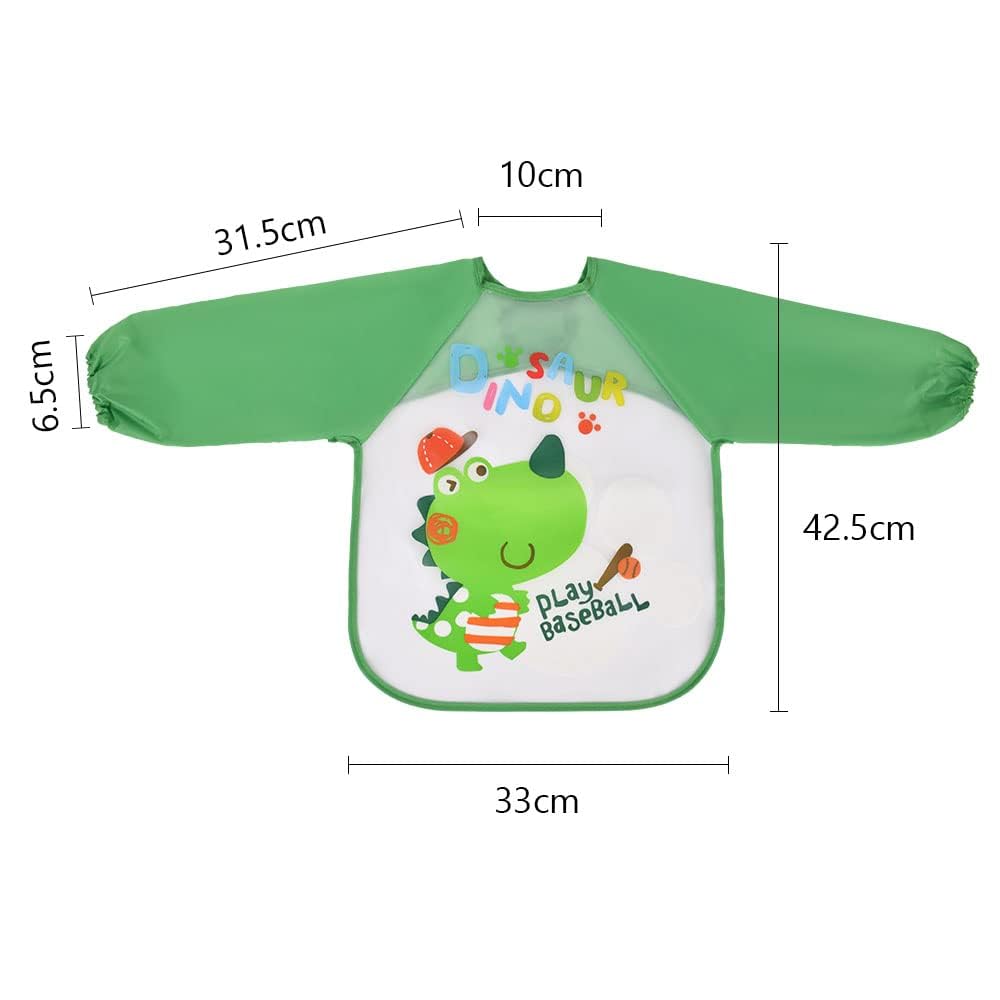 Vicloon Bavaglino a Manica, Bavaglino Unisex per Bambini, Bambini Impermeabile con Maniche Lunghe e Allacciatura Sulla Schiena, Giocare e Mangiare Piccoli da 6 Mesi a 3 Anni