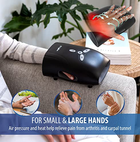 Zyllion Cordless Rechargeable Hand Massager With Air Compression, Heat, Vibration And Acupressure Massage For Hands, Palms And Fingers - Black (Zma-29-Bk) #TOP2