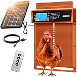 Okkobi Automatic Chicken Coop Door Solar Powered - LCD Display - Chicken Coop Door with Remote Control, Light Sensor & Timer - Security & Peace of Mind: Anti-Pinch function - 5-Year Protection - Brown