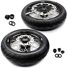 KKE 3.5 * 17 & 4.25 * 17 Supermoto Cush Drive Wheels Rim Set Fit SUZUKI DR650SE 1996-2026 Black Dirt bike