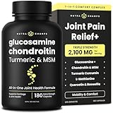 Glucosamine Chondroitin MSM - Extra Strength 2,100mg Complex - 180 Count - With Turmeric, Boswellia & Quercetin Complete Joint Support Supplement – Helps Support Healthy Cartilage, Flexibility & Mobility.