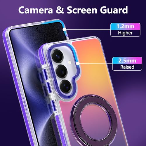 Image of Magnetic for Samsung Galaxy S26 Plus Case with Stand [Compatible with Magsafe] [Cute Fluorescent Design] [1 Screen Protector] Slim Translucent Matte Case for Galaxy S26 Plus 6.7 inch, Purple
