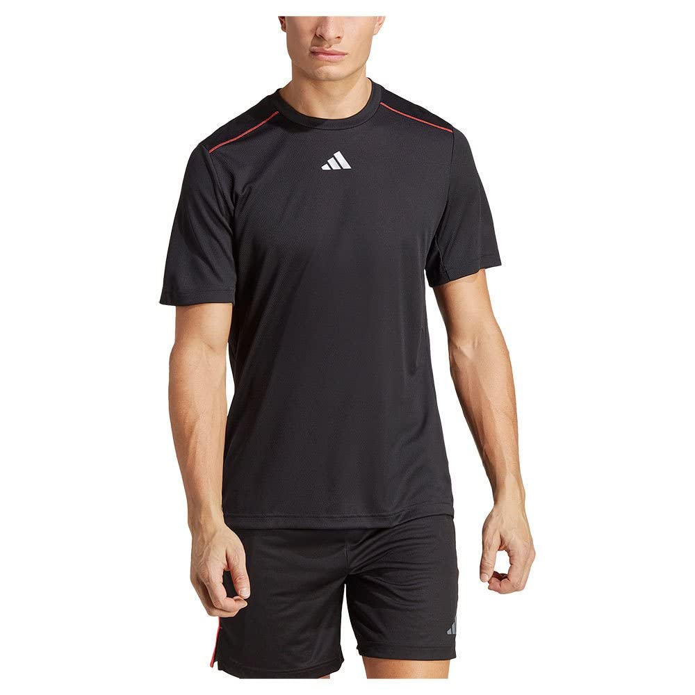 adidas Men's Workout Base Logo Tee, Black/Transparent, S