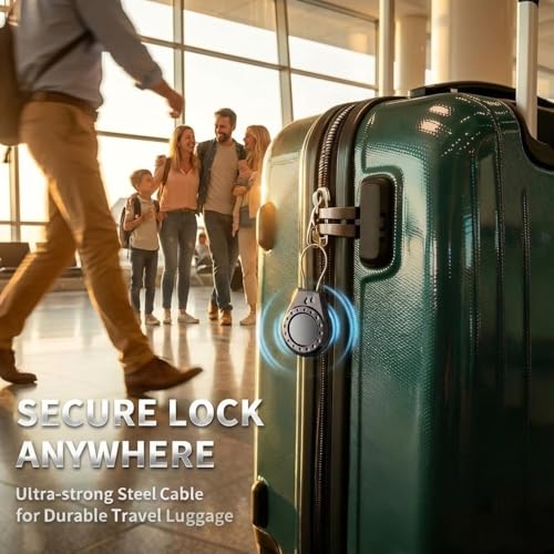 Image of Air Tagholder Keychain Case with Steel Wire Cable & Hex Lock, Waterproof Anti-Lost Shockproof Cover Compatible with Apple Air Tag for Luggage, Backpack, Keys (Pink+Purple)
