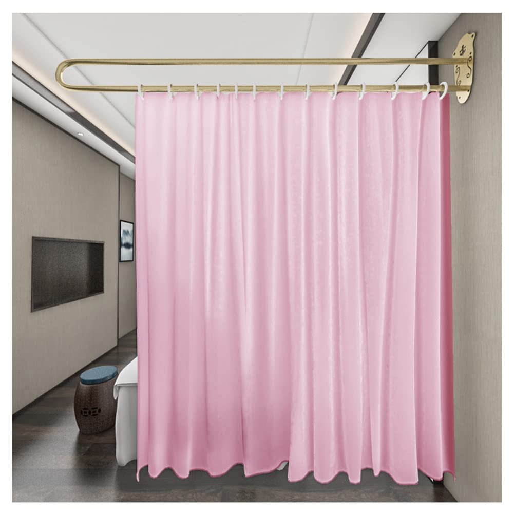 Durchsichtiger Raumteiler-Vorhang, Sichtschutz-Trennwand für Schönheitssalons, elegantes Rosa mit goldener Metallstange (230 cm x 260 cm), stilvolle Wohnkultur-Lösung