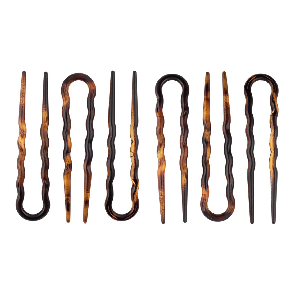 Righe e Pois 6 Forcine Per Capelli CM 07 Marrone Tartarugato - PEZZI 6 - Fermacapelli MADE IN ITALY, 6 Forcelle Capelli Classiche e Ondulate in Acetato di Cellulosa - set da 6