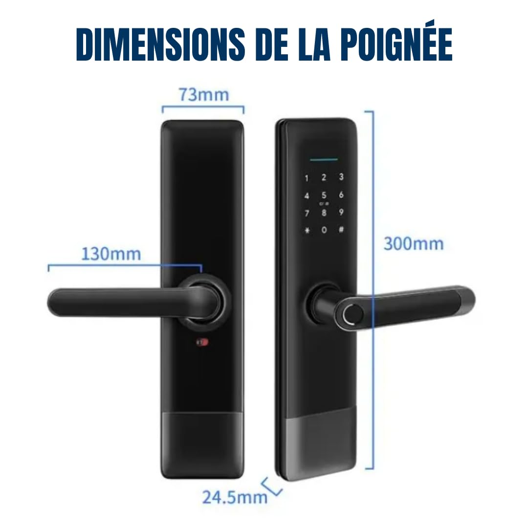 Serrure de porte intelligente TTlock avec poignée – Accès sans clé par code, empreinte ou mobile – Verrou électronique pour porte en bois, aluminium ou portail extérieur