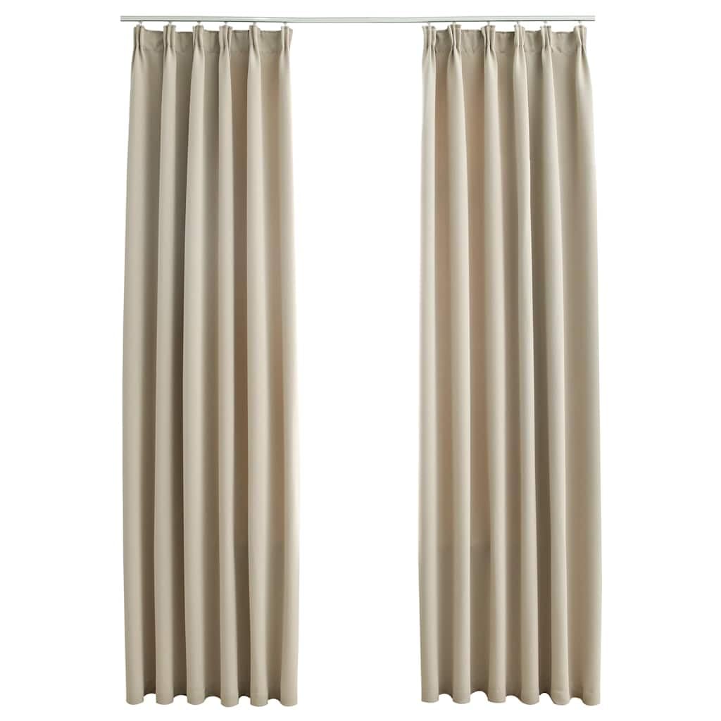 Rideaux occultants avec crochets en polyester beige 140x245