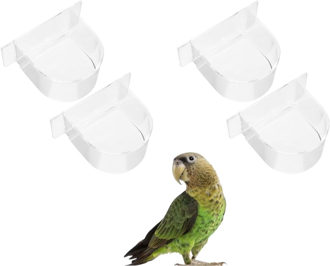 Balacoo Comedero para pájaros para jaula  4 unidades de taza de agua de loros Tazón de alimentación de alimentos para pájaros jaula de cacatúa caja