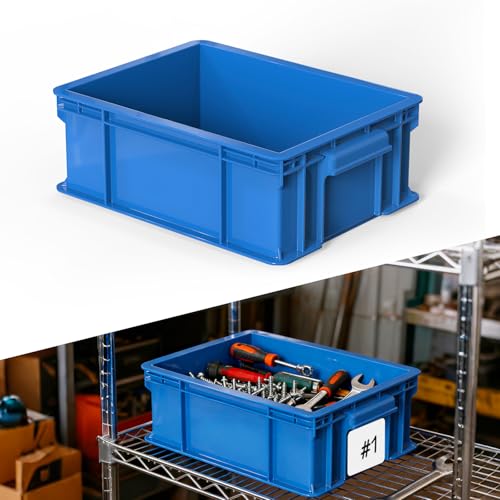 Mudygelay Heavy Duty Plastic Storage Bin, Stackable Organizer for Tools,
