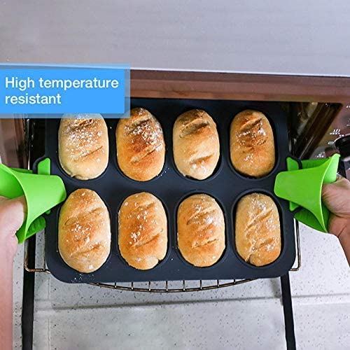 Mini teglia da forno Stampo da forno in silicone for pane francese Antiaderente Stampo for pagnotta a 8 cavità Perfetto for pane francese Grissino Utilizzato in modo sicuro in forni e frigorifero/960
