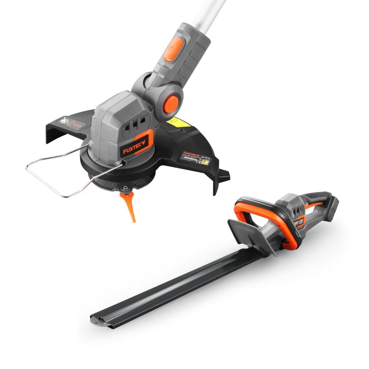 FUXTEC 20V Garten-Set FX-20VSET5 aus FX-E1RT20SET und FX-E1HS20-2,2Kg & 3,6Kg, 25cm Schnittbreite, 52cm Schnittlänge