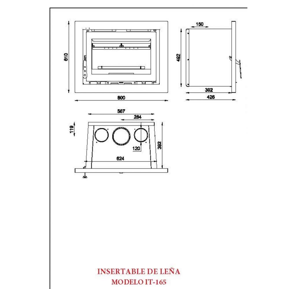 Insert de cheminée 65cm FM IT-165F 12,5kW Foyer en Fonte