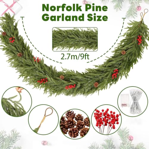 9FT Artificial Christmas Garland with Lights by Ybhuite - Used condition - Image 2