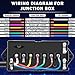 CheeMuii 7 Way Trailer Cord and 7 Gang Junction Box Kit with 12V Breakaway Switch and Plug Holder Heavy Duty 8 FT Trailer Wiring Harness Kit for Trailers RVs Campers