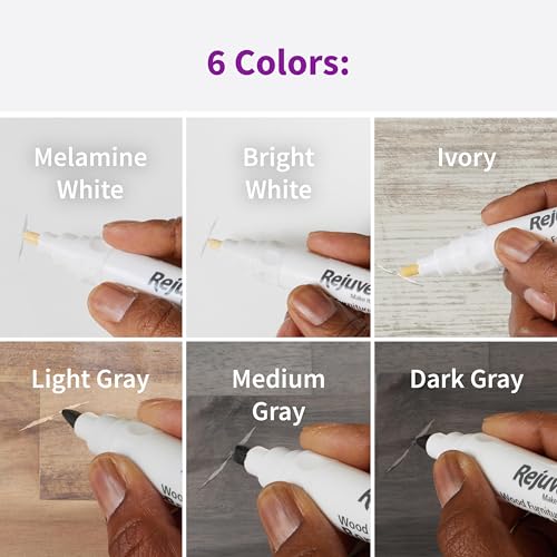 Image of Rejuvenate Exact Match Wood Furniture & Floor Repair Markers, 6 Count, White /Gray Markers Cover All Scratches, Scuffs and Damage to Wood Furniture and Flooring