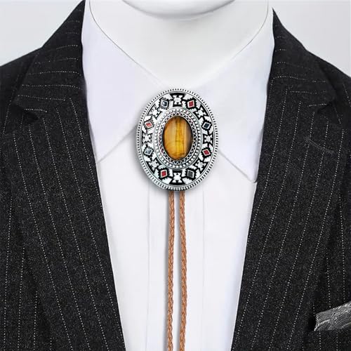 Image of Btilasif Bolo Tie Brown for Men, Scorpion Luminous Stone Cowboy Tie Western Leather Necktie Necklace for Women