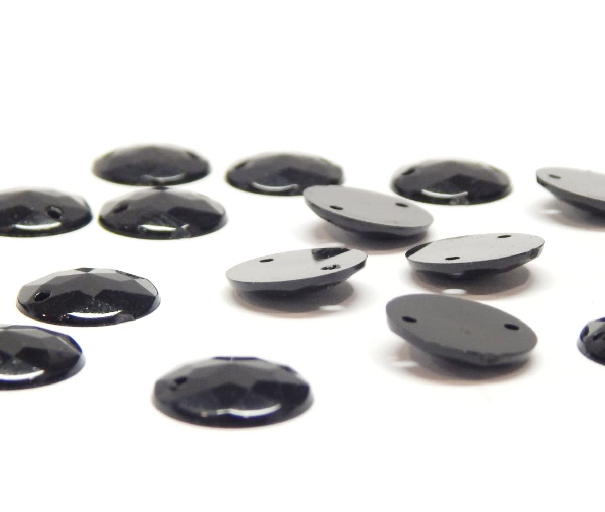 120 Cuentas Para Coser De Espejo Negro – Gomakerer 4 Estilos Y Tamaños – Parches Acrílicos Semicirculares Con 2 Agujeros Para Ropa Y Manualidades