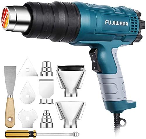 Heat Gun Kit 1500W with Dual-Temperature 5 Nozzles,Hot Air Gun 122ᵒF-1022ᵒF Heating in Seconds for DIY Shrink PVC Tubing/Wrapping/Crafts,Stripping Paint (1500W 2 Gears Temp Setting)