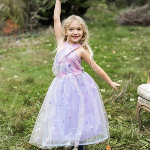 Great Pretenders Vestido de verano Taylor's de princesa lila con tul, disfraz de cantante para niños de 3 a 9 años, color violeta pastel, disfraz de música, disfraz de cumpleaños (7-8 años)