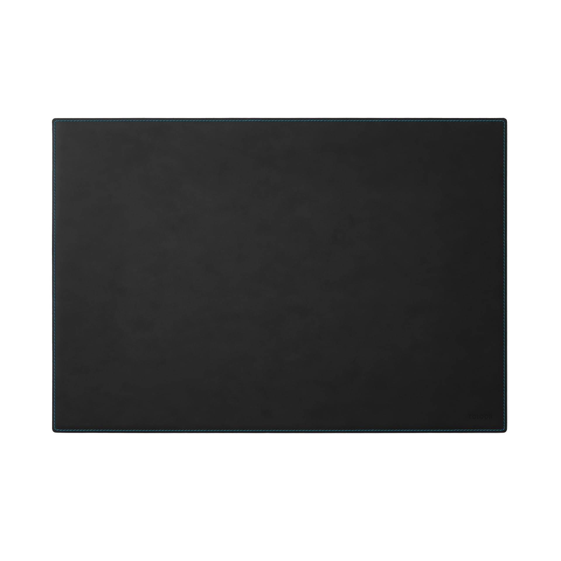 Eglooh - Mercurio Deluxe - podkładka na biurko ze skóry czarna cm 80x50 - eleganckie szwy, niebieska kontrastowa i antypoślizgowa podłoga - Made in Italy