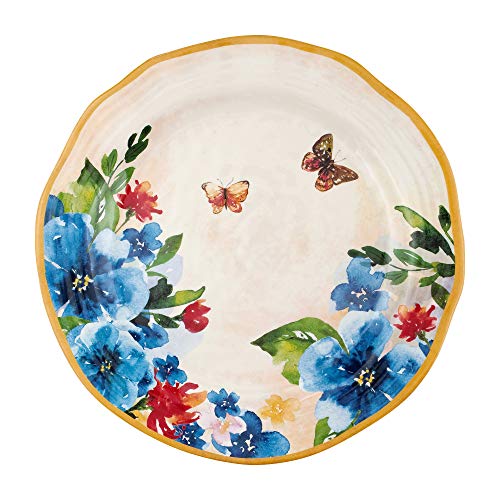 Gourmet Art 12-Piece Butterfly Heavyweight and Durable Melamine Dinnerware Set, Service for 4. Includes Dinner Plates, Salad Plates and Bowls. for Indoors Outdoors Use and Everyday Use.