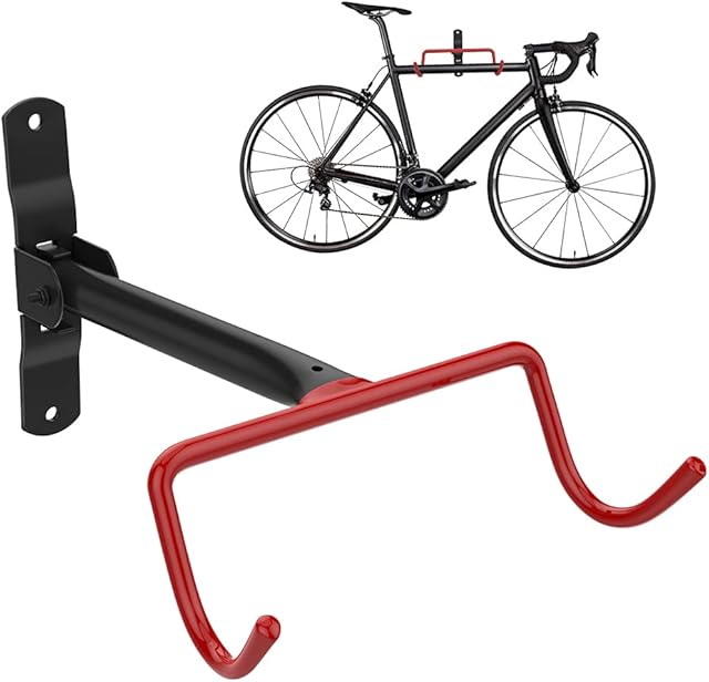 Nuovoware Bike Wall Mount Bike Hanger Rack, Foldable Bicycle Garage Horizontal Hook Storage System, Anti-Scratch Bicycle Holder Hook for Garage Indoor and shed, Screws Included