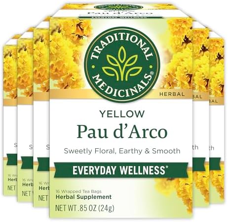 Traditional Medicinals Tea, Yellow Pau d'Arco, Everyday Wellness, 96 Tea Bags (6 Pack)