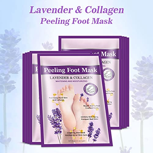 Lavender Collagen Foot Peel Mask, Soft Moisturizing Feet Dead Skin Removal Mask Foot Care - Image 2