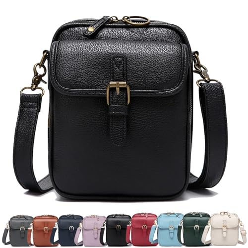 Crossbody Leather Bag for Women, Anti-Theft Shoulder Handbag Messenger Bag with Built in Wallet Large Capacity