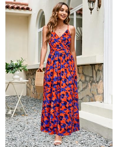 Image of Newshows Women's 2026 Lightweight Summer Wedding Guest Beach Vacation Casual V Neck Split Flowy Maxi Dress