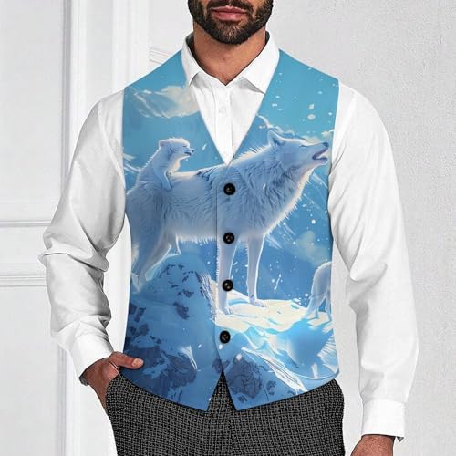 Family Wolf Roar Novelty Men's Suit Vest Casual Formal Dress Vests Business Waistcoat2