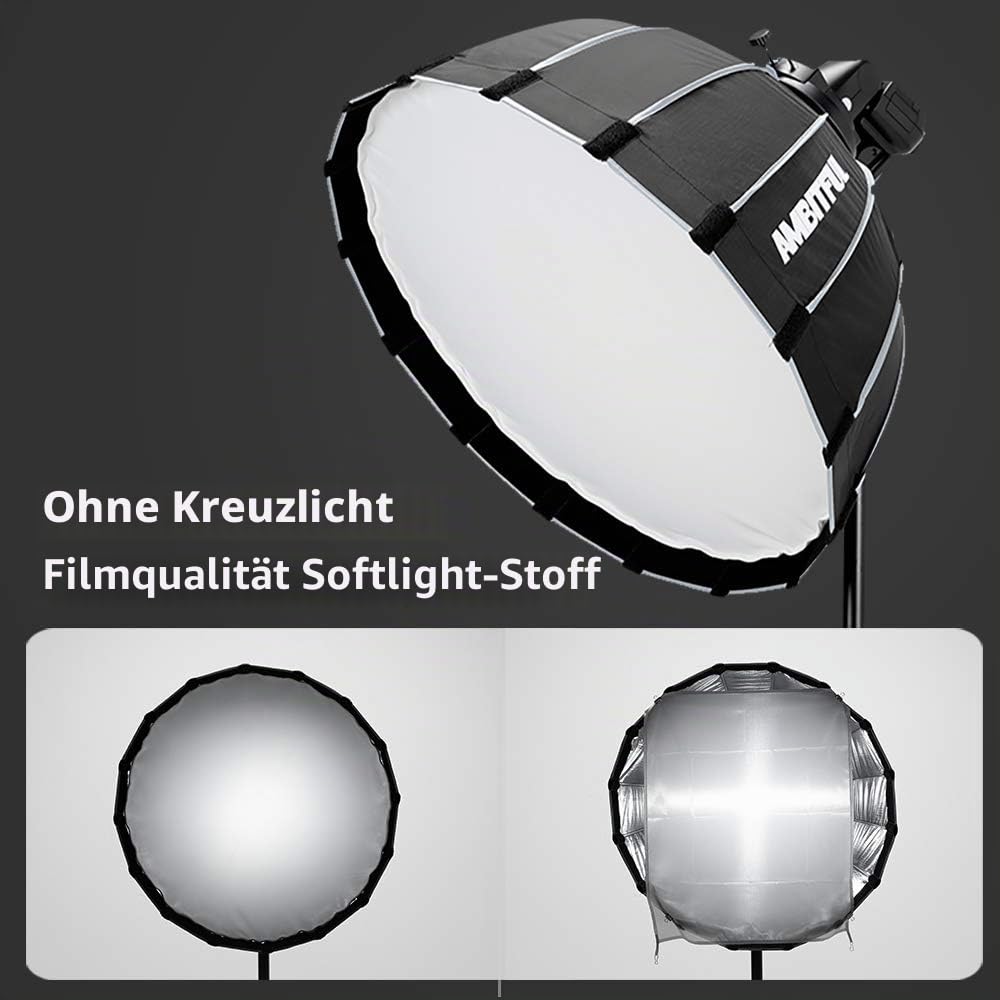 Godox SL-60W CRI 95+ LED Video Light SL60W Continuous Light with Bowens Mount with Remote Control + P60 parabolic Round softbox with Honeycomb Grid, Light Stand
