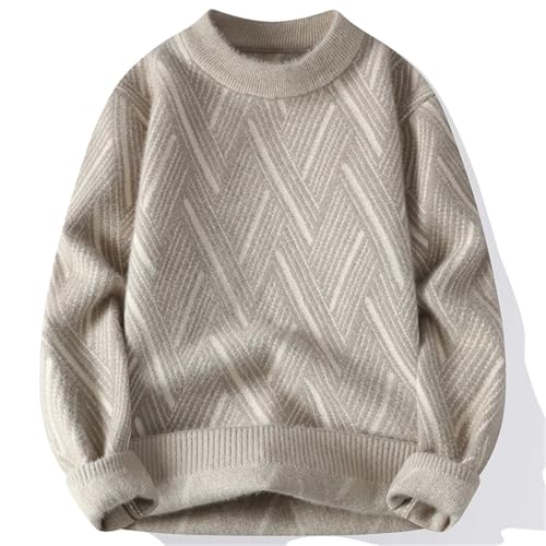 Men's O-Neck Thick Sweater Striped Pattern Sweater Casual Pullover3