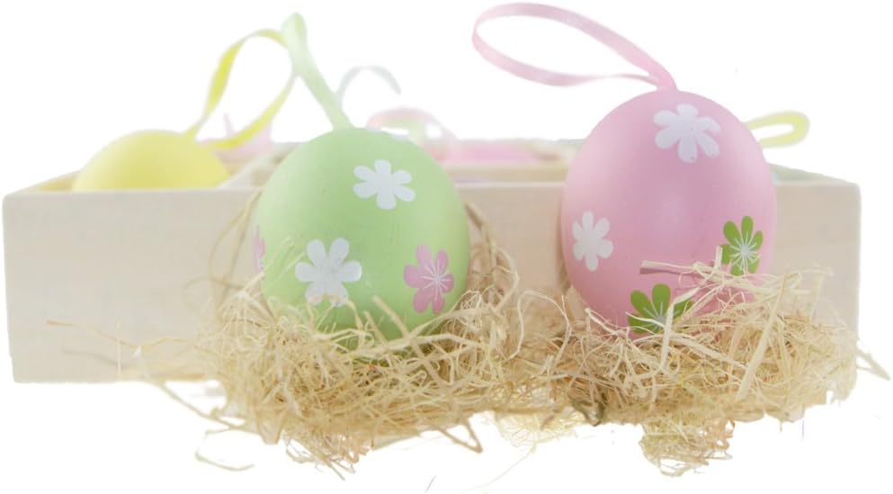 Colorful Blank Unpainted Easter Egg Kit Set of 12 Pieces Includes 8 Unpainted Eggs 2 Flower Eggs 1 Paints 1 Paint Brush To Paint Your Easter Eggs, Great for Easter Eggs Hunting and Easter Eggs Basket
