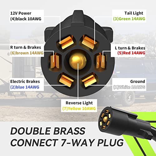 Rvmate 7 Way 8 Feet Trailer Cord Kit, Include Plug Holder And Trailer Connector Cable Wiring Harness With Waterproof Junction Box #TOP2