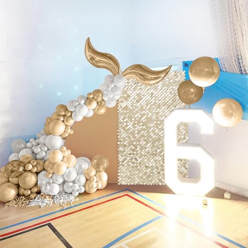 Image of Light Gold Shimmer Wall Panels 3ftx4ft Sequin Photo Backdrop for Birthday Wedding Engagement Party Mermaid Disco Wall Decor