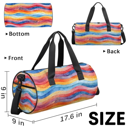 Flow Line Colored Travel Gym Bag Waterproof Sport Dance Bag for Women Men Portable Gymnastics Duffel Bags Canvas Tote Carry on Handbag for Workout Overnight Weekender3
